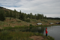 Reservoir Campground is on a small hillside next to a beautiful reservoir.